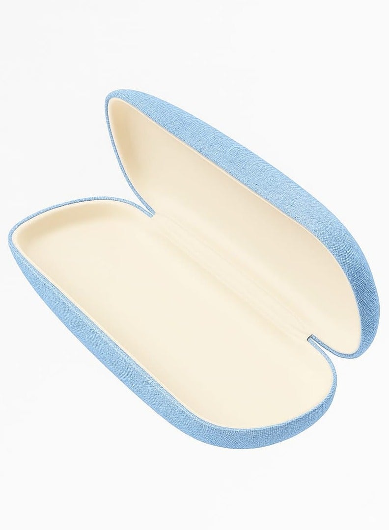 Premium Fabric Eyeglass Case – Light Blue, Hard Shell Protective Box with Soft Lining for Men u0026 Women - Image 2