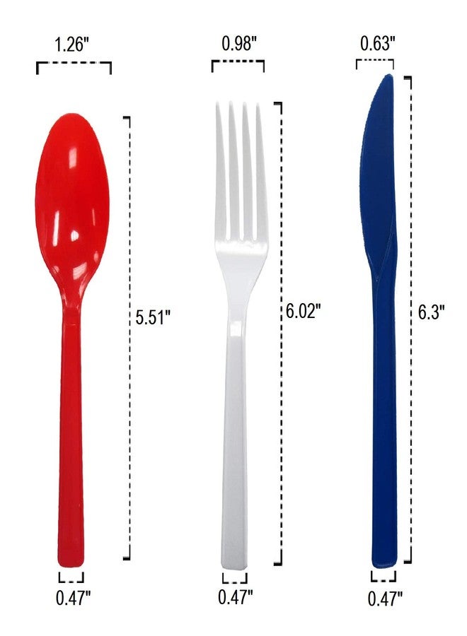 Party Essentials Patriotic Assortment Hard Plastic Combo Pack, Disposable Cutlery Sets, 51 Pieces/ 17 Place, Red/White/Blue - Image 2
