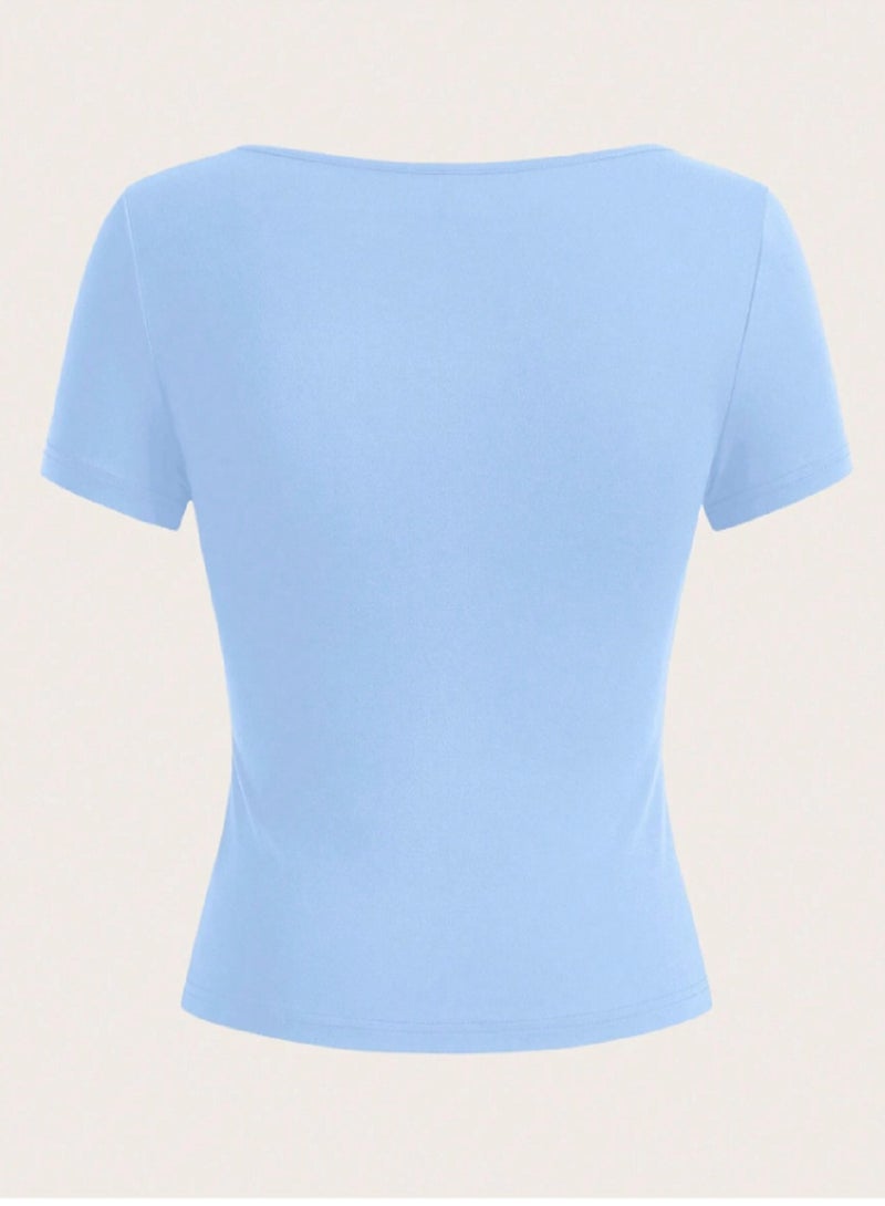 MANIKAN MANIKAN under T-Shirt Women's Plain Short Sleeve with Round Neck  - Image 3