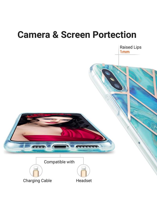 اس-توب جراب لهاتف iPhone XS Max مصنوع من مادة TPU بتصميم رخامي ثلاثي الأبعاد مطلي بالكهرباء - Image 4