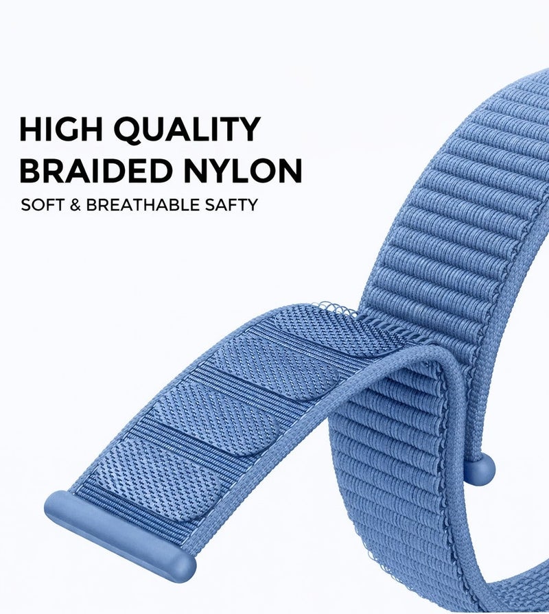 Watch Nylon Loop Band Compatible with Apple Watch 38mm 40mm 41mm, Soft Woven Sport Strap, Adjustable Replacement Wristband for Apple Watch Series 1-9/SE - Blue - Image 2