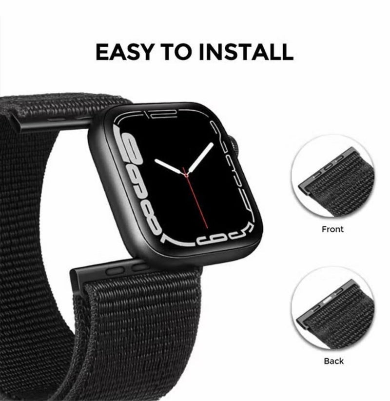 Watch Nylon Loop Band Compatible with Apple Watch 38mm 40mm 41mm, Soft Woven Sport Strap, Adjustable Replacement Wristband for Apple Watch Series 1-9/SE - Blue - Image 5