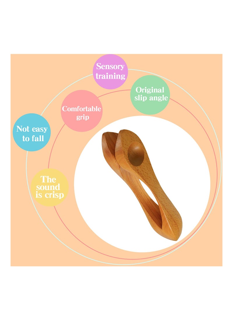 Captaintech Set of 2 Natural Wood Musical Spoons for Folk Percussion Traditional Party and Festival Fun  - Image 2