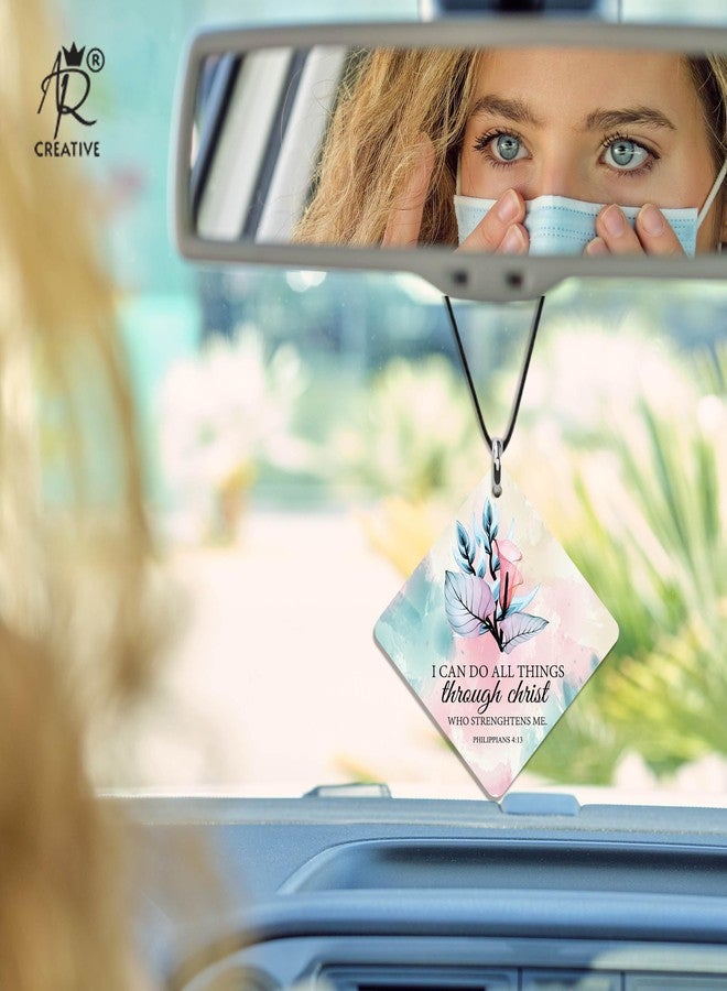 AR Creative I Can Do All Things Through Christ - Bible Verse Car Hanging for Decoration, Bible Quotes MDF Wooden Art, Bible Verse, Car Accessories, Wood Hanger (4.38 inch x 4.38 inch). - Image 3