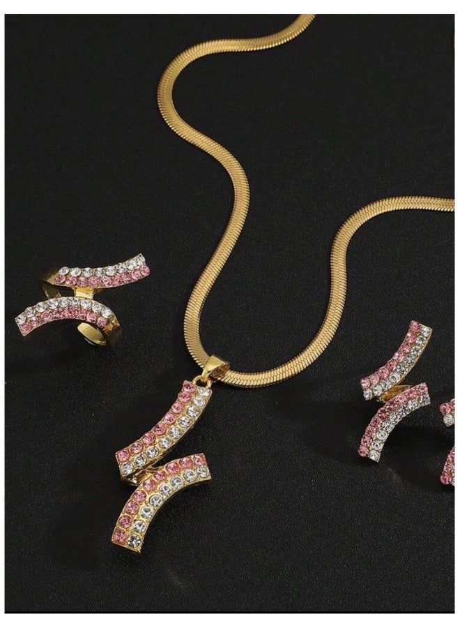 Women's Elegant Gold Stainless Steel Jewellery Set - Image 3