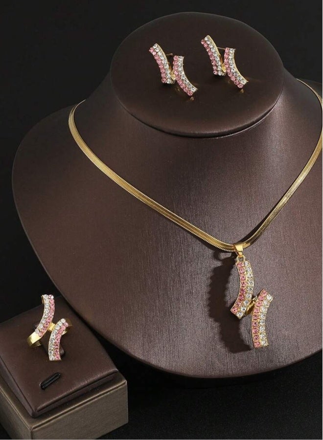 Women's Elegant Gold Stainless Steel Jewellery Set - Image 1