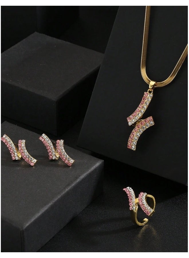 Women's Elegant Gold Stainless Steel Jewellery Set - Image 2