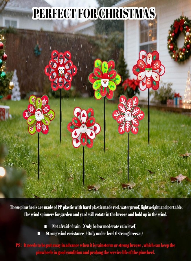 DECEED 6 PCS Double-Layer Christmas Wind Spinners 14.9''W×29.5''H Santa Snowman Penguin Pinwheels Windmills for Christmas Lawn Yard Patio Garden Party Outdoor Decor - Image 5