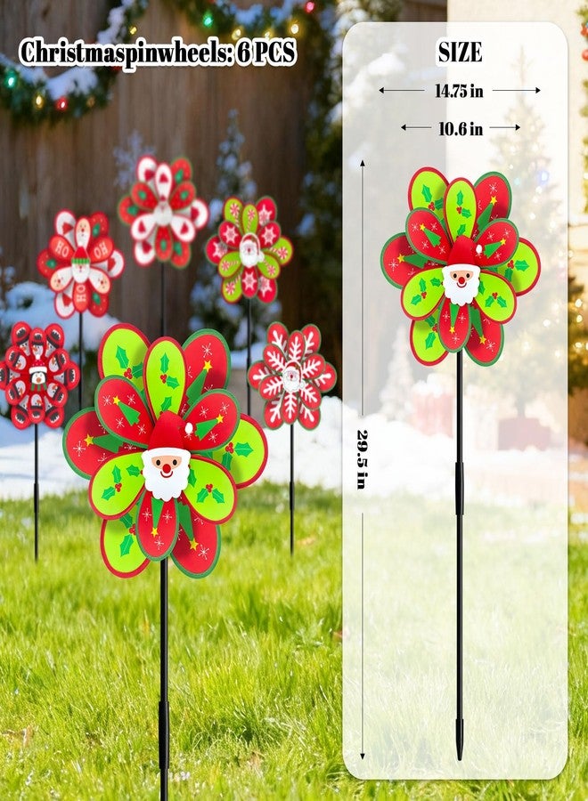 DECEED 6 PCS Double-Layer Christmas Wind Spinners 14.9''W×29.5''H Santa Snowman Penguin Pinwheels Windmills for Christmas Lawn Yard Patio Garden Party Outdoor Decor - Image 3