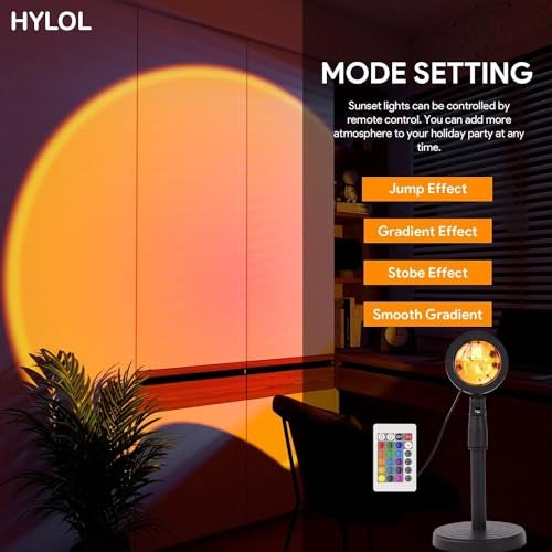 HYLOL Sunset Projector -16 Color LED Light with Remote, Desk Projection Rainbow Night Light, 180° Rotation Romantic Light (Projection Night Light) - Image 3