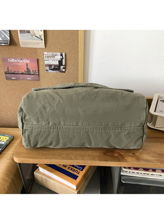 Canvas Messenger Bag, Olive Green Crossbody Satchel, Shoulder Bag, 37x16x24cm - Image 2