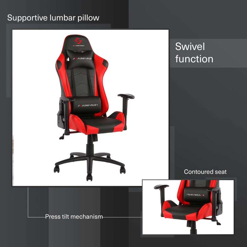 Pan Home Indigo Gaming Chair - Black and Red