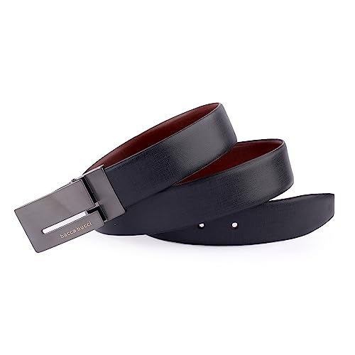Bacca Bucci® Men's Reversible Classic Dress Belt Italian Top Smooth Genuine Leather Black & Brown with Rotating Metal Buckle-Black & Brown - Image 4