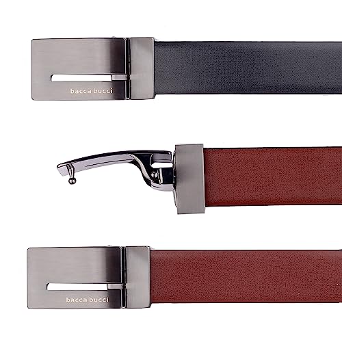 Bacca Bucci® Men's Reversible Classic Dress Belt Italian Top Smooth Genuine Leather Black & Brown with Rotating Metal Buckle-Black & Brown - Image 5