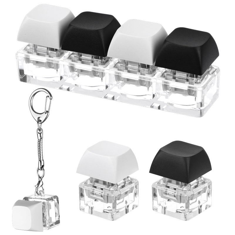 Oppaxf 3Pcs Keyboard Fidget Keychain Decompression Toys Fidget Clicker Keyboard Keychain Fidget Button Fidget Keychain Stress Relief Gifts to Pass The Boring TimeBlack and White Without led - Image 3