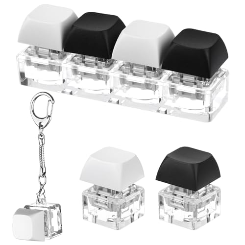 Oppaxf 3Pcs Keyboard Fidget Keychain Decompression Toys Fidget Clicker Keyboard Keychain Fidget Button Fidget Keychain Stress Relief Gifts to Pass The Boring TimeBlack and White Without led - Image 1