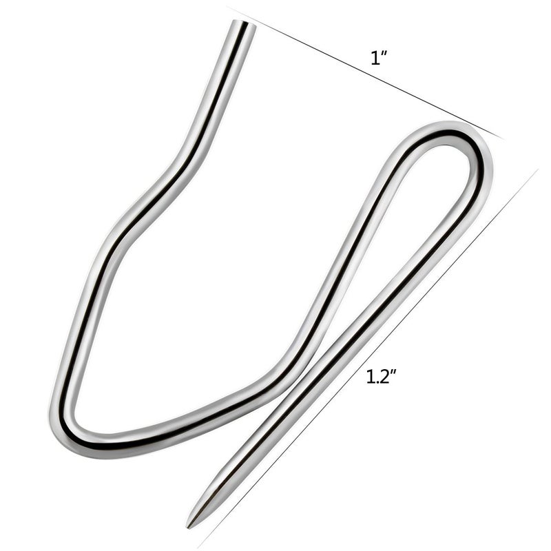 Nydotd 58 Pcs Metal Curtain Hooks, Nydotd Silver Rustproof Stainless Steel Plated Nickel Hooks Heavy-Duty Offset Pin-On Drapery Hooks for Window Curtain, Door Curtain and Shower Curtain(1.2" x 1") - Image 2