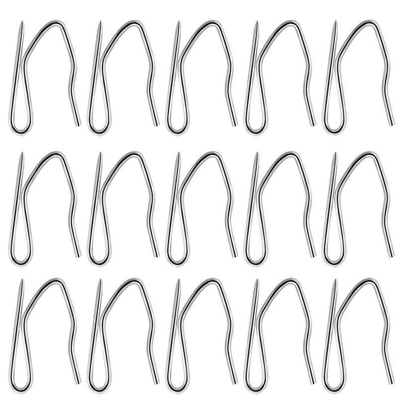 Nydotd 58 Pcs Metal Curtain Hooks, Nydotd Silver Rustproof Stainless Steel Plated Nickel Hooks Heavy-Duty Offset Pin-On Drapery Hooks for Window Curtain, Door Curtain and Shower Curtain(1.2" x 1") - Image 1