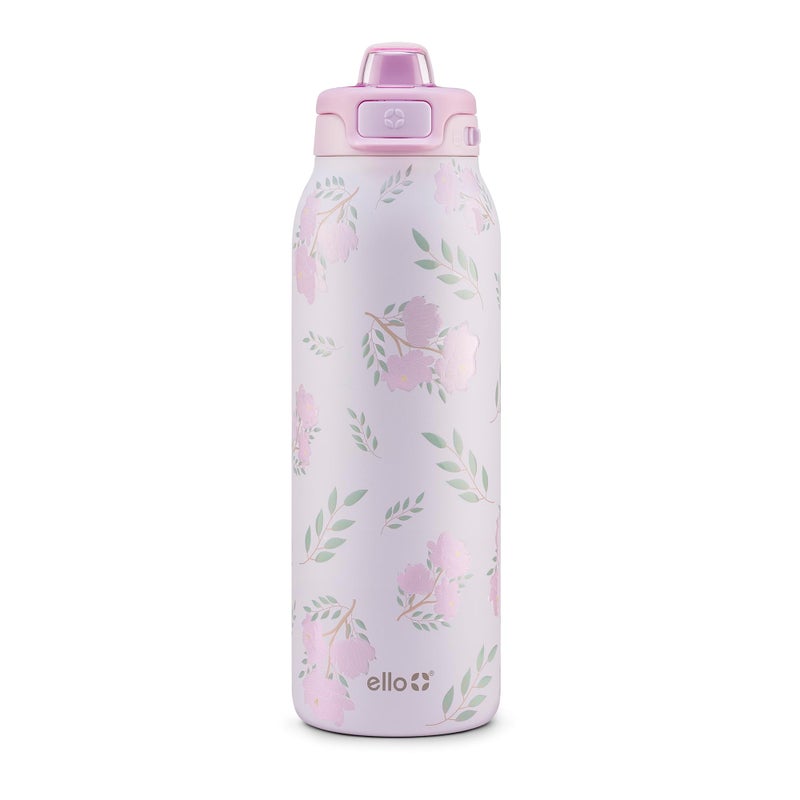 Ello Pop Fill 32oz Stainless Steel Water Bottle with QuickFill Technology Double Walled and Vacuum Insulated Metal Leak Proof Locking Lid Straw and Chug Reusable BPA Free Blossom Bliss - Image 2