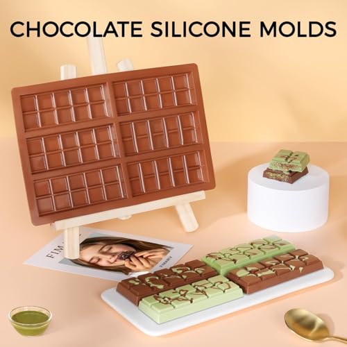 Fimary Chocolate Molds - Non-Stick Chocolate Bar Mold, Break Apart Chocolate Bar Maker Food Grade Deep Chocolate Bar Mold For Making Candy Knafeh Pistachio Chocolate Bar - Set of 2 - Image 5