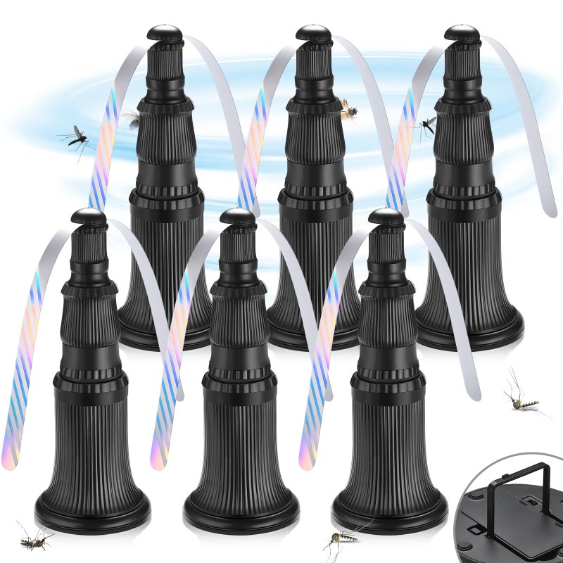 AMIAEDU Fly Fans for Tables Fly Fan for Indoor Outdoor Tables Battery Powered Fly Swatter Fan to Keep Flies Away with Holographic Blades for Home Party Outside Picnic 6 Pack