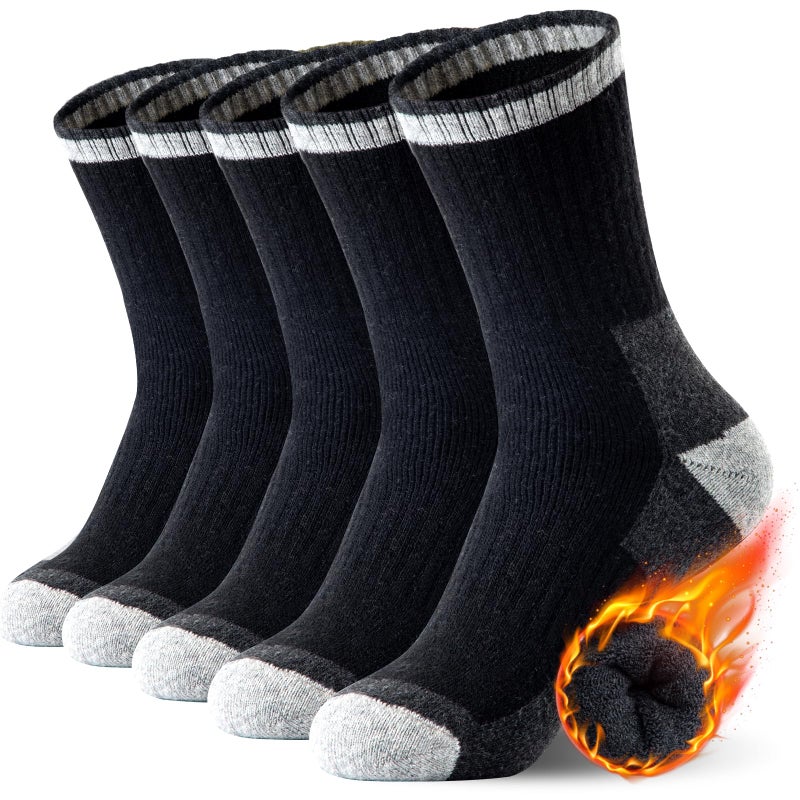 SIMIYA Merino Wool Hiking Socks for Men - 5 Pairs Thick, Warm, Thermal Winter Crew Socks for Cold Weather - Image 1