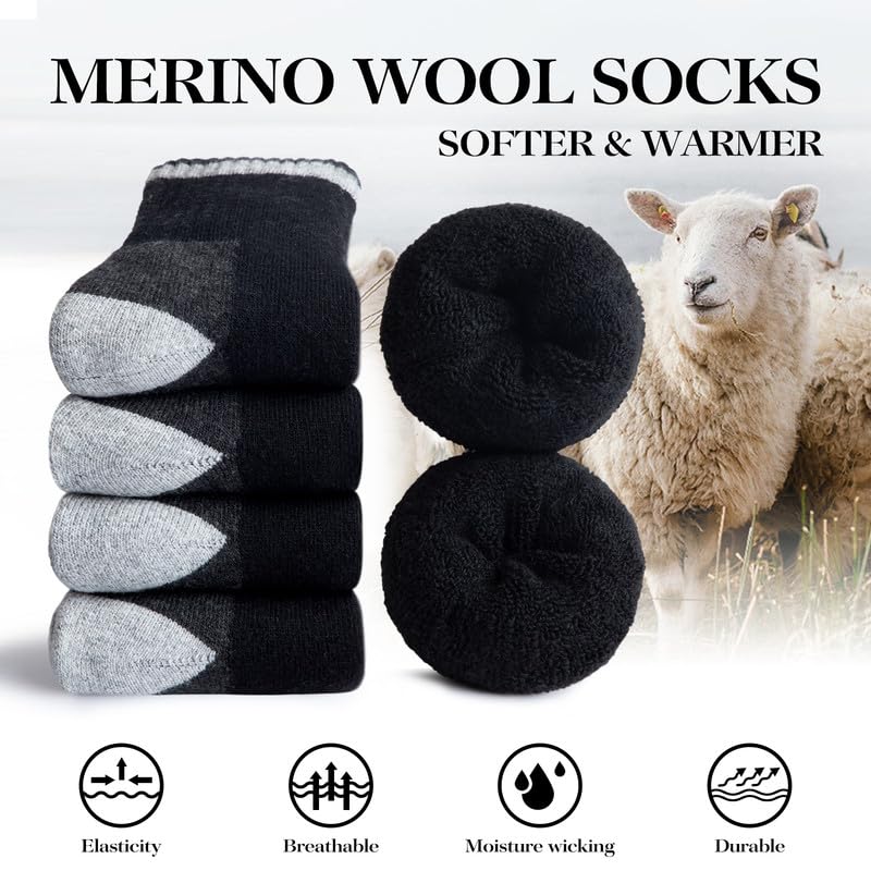 SIMIYA Merino Wool Hiking Socks for Men - 5 Pairs Thick, Warm, Thermal Winter Crew Socks for Cold Weather - Image 2