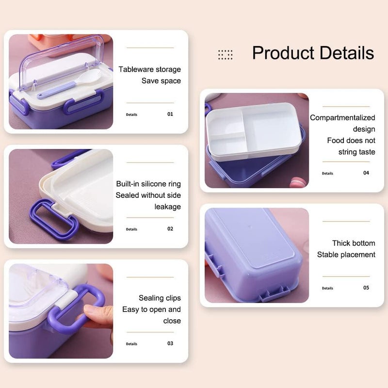 THE VENTI Venti Tiffin Leakproof BPA Free Lunch Box with Spoon Keep Your Food Fresh and Organized for Adults and Kids Stylish BpaFree Microwave and Dishwasher Safe1100ML Purple - Image 3