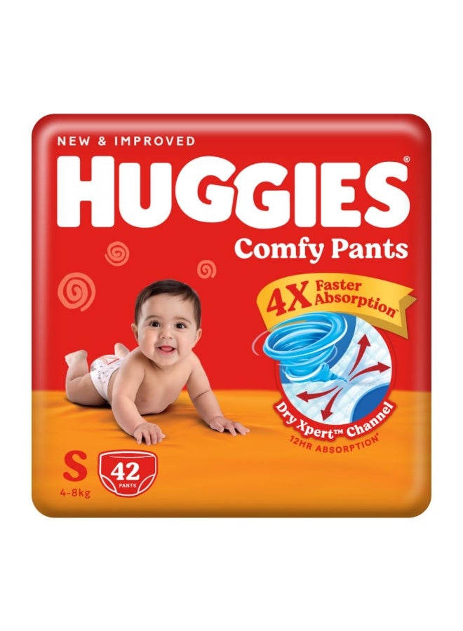 Huggies Comfy Pants Baby Diaper, Small (S) Size (4-8 Kgs), Pack of 42 - Image 1
