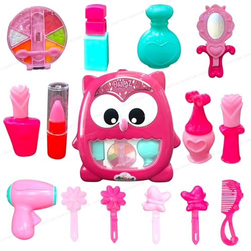 SHAKTISM Owl Shaped Plastic Beauty Set, Kids Pretend Play Toy with Trolley, Make Up Accessories Beauty Makeup Play Set for Girls - Image 5