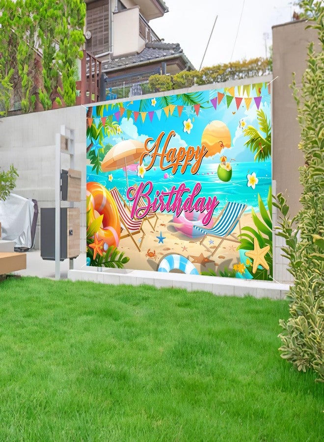 CANIPHA Summer Happy Birthday Banner Decorations, Backdrop Decor Supplies, Happy Sign for Backdrop, Large Beach Theme Birthday Banners Supplies Suitable for Any Lively Theme Party Event - Image 4