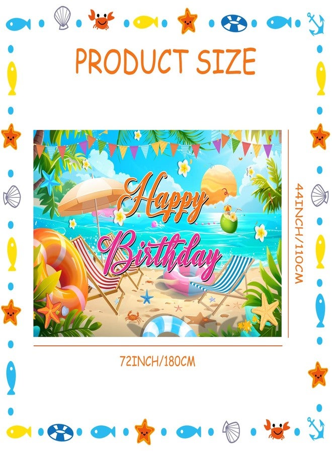 CANIPHA Summer Happy Birthday Banner Decorations, Backdrop Decor Supplies, Happy Sign for Backdrop, Large Beach Theme Birthday Banners Supplies Suitable for Any Lively Theme Party Event - Image 2