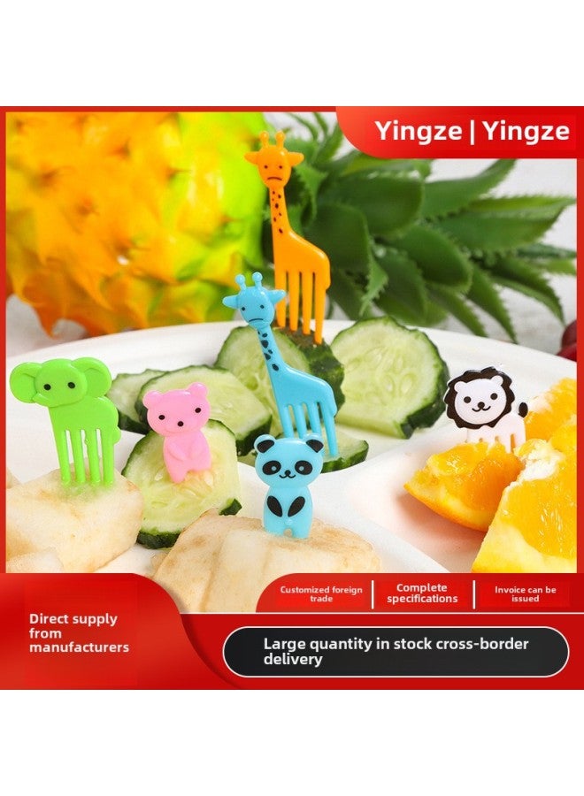 Cute Animal Cartoon Fruit Fork Household Food Grade Safety Fruit Sign Children Baby Special Fruit Sign Wholesale-Specifications:8pc Fruit Fork/pink Rabbit Bear Cardboard  - Image 2