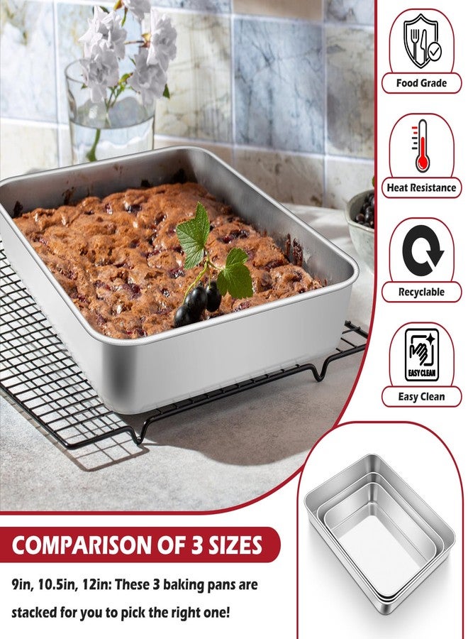 Leonyo Rectangular Cake Pan for Baking, 10.5 x 8 x 2 Inch Stainless Steel Baking Sheet Tray, Deep Lasagna Pan for Toaster Oven, Focaccia, Fish, Chicken, Casserole Dish - Image 3