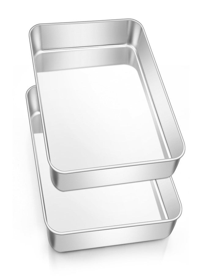 Leonyo Rectangular Cake Pan for Baking, 10.5 x 8 x 2 Inch Stainless Steel Baking Sheet Tray, Deep Lasagna Pan for Toaster Oven, Focaccia, Fish, Chicken, Casserole Dish - Image 1