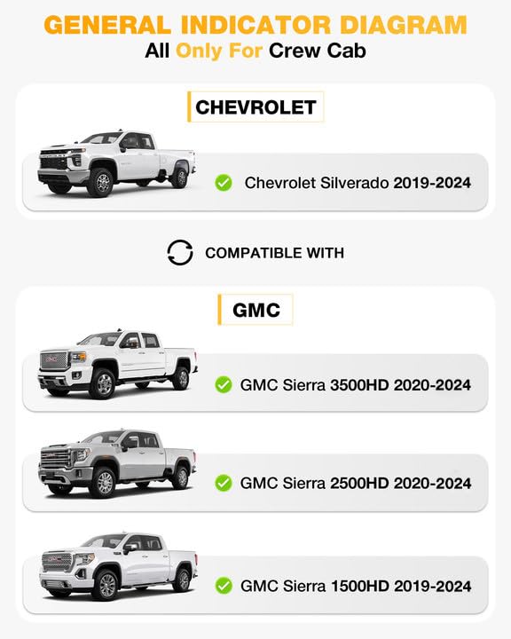 3W Floor Mats Fit for 2019-2024 Chevy Silverado/GMC Sierra 1500 & 2020-2024 Chevrolet Silverado/GMC Sierra 2500 HD/3500HD Crew Cab TPE All Weather Custom Fit Floor Liner, With Factory Carpeted Storage - Image 3