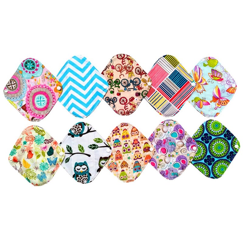 JOBEBE 10PCS 8 Inch Reusable Washable Menstrual Pads Sanitary Pads Panty Liner - Image 2