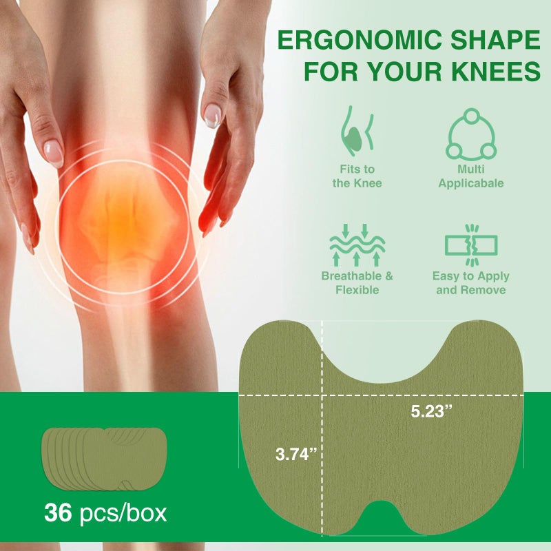 AKEASS 36 Count Knee Relief Patch - Warming Herbal Patches for Knee - Natural Relief Heat Knee Patch - Wormwood Extract Sticker for Knee, Back, Neck, Shoulder, Muscle, Joint - Image 2