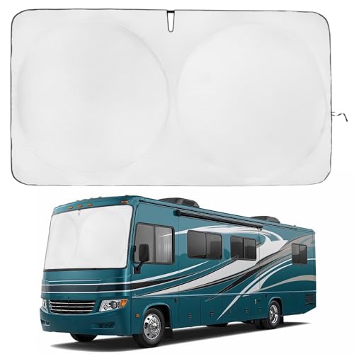 KINDER FLUFF Windshield Sun Shade fits RV ClassA Certified 9987 UVB 9902 UVA Protection Sun Shade Award Winning Sunshade for Car Windshield with Patented Technology Car Window Shades by Kinder Fluff - Image 1