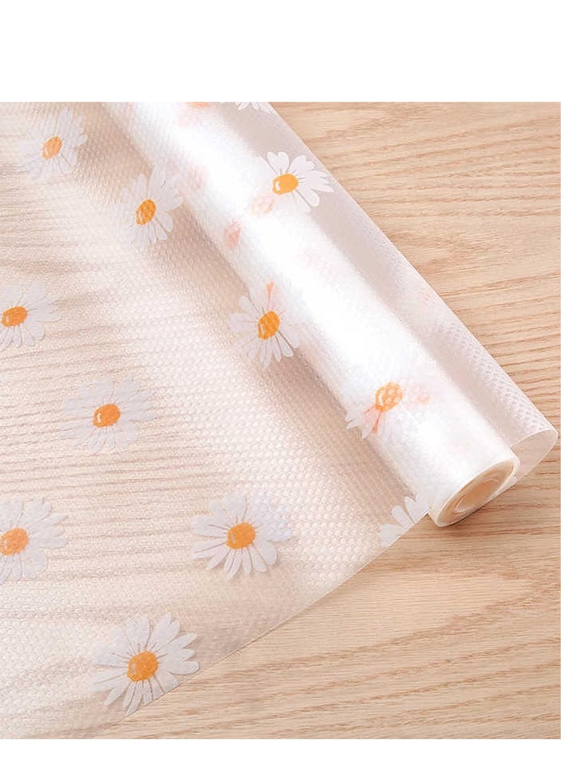 مفرش رف غير قابل للانزلاق ومقاوم للماء وغير لاصق من مادة ايفا متين لتنظيم أدراج المطبخ والخزائن والثلاجات ومناطق التخزين (تصميم زهرة دوار الشمس) - Image 2