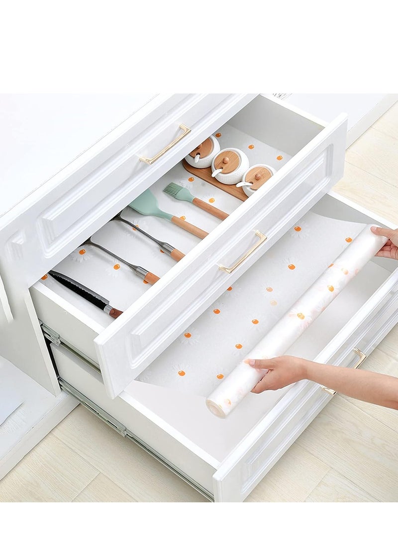 مفرش رف غير قابل للانزلاق ومقاوم للماء وغير لاصق من مادة ايفا متين لتنظيم أدراج المطبخ والخزائن والثلاجات ومناطق التخزين (تصميم زهرة دوار الشمس) - Image 1