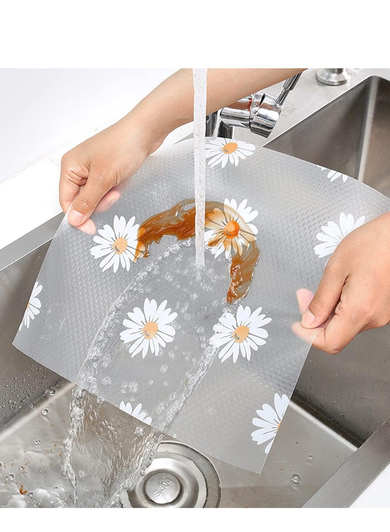 مفرش رف غير قابل للانزلاق ومقاوم للماء وغير لاصق من مادة ايفا متين لتنظيم أدراج المطبخ والخزائن والثلاجات ومناطق التخزين (تصميم زهرة دوار الشمس) - Image 4