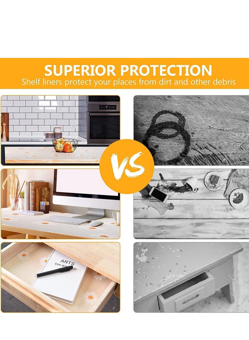 مفرش رف غير قابل للانزلاق ومقاوم للماء وغير لاصق من مادة ايفا متين لتنظيم أدراج المطبخ والخزائن والثلاجات ومناطق التخزين (تصميم زهرة دوار الشمس) - Image 5