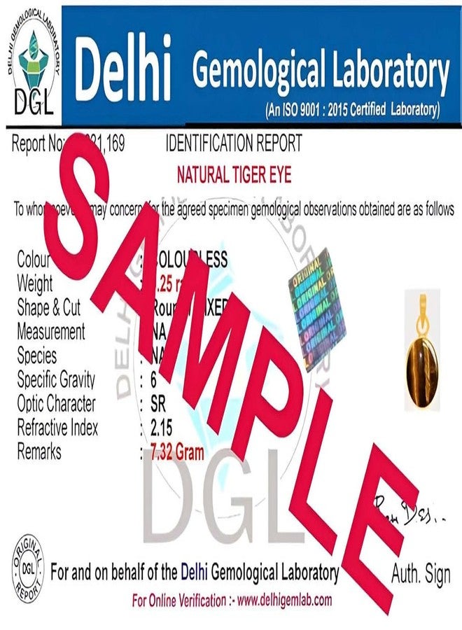 Ptm Natural Tiger Eye 4.25 Ratti or 4 Carat Astrological Certified Gemstone Panchdhatu/5 Metals 22k Gold Plated Pendant for Men & Women -fba3425 - Image 4