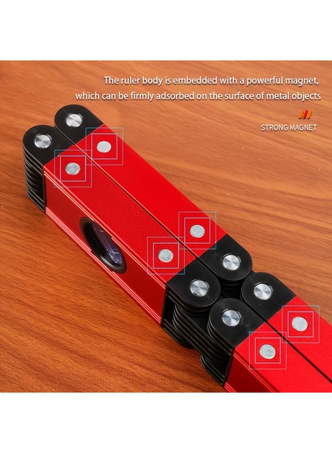 Red Magnetic Folding Level 5 Section Base for Woodworking Construction DIY - Image 4