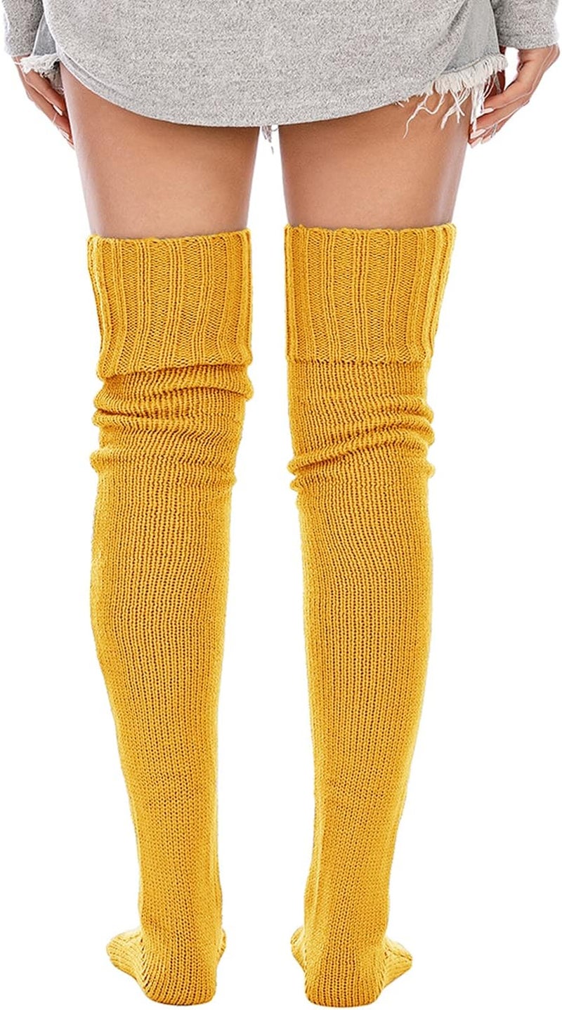 SherryDC Women's Cable Knit Thigh High Socks Winter Boot Stockings Extra Long Over Knee High Leg Warmers - Image 3