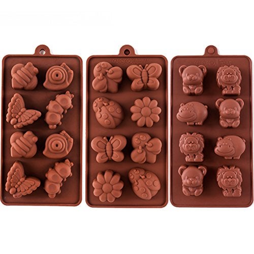 STARUBY Silicone Molds Non-stick Chocolate Candy Mold,Soap Molds,Silicone Baking mold Making Kit, Set of 3 Forest Theme with Different Shapes Animals,Lovely & Fun for Kids - Image 1