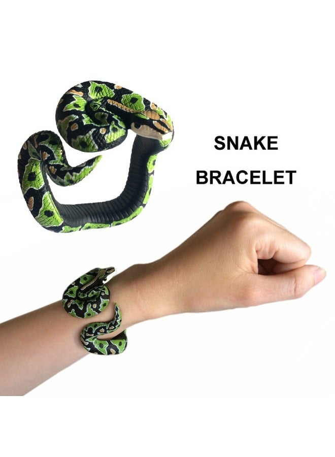 Realistic Animal Plant Simulation Models Toy For Children's Education Play-Color:Snake Bracelet-Green Anaconda  - Image 1