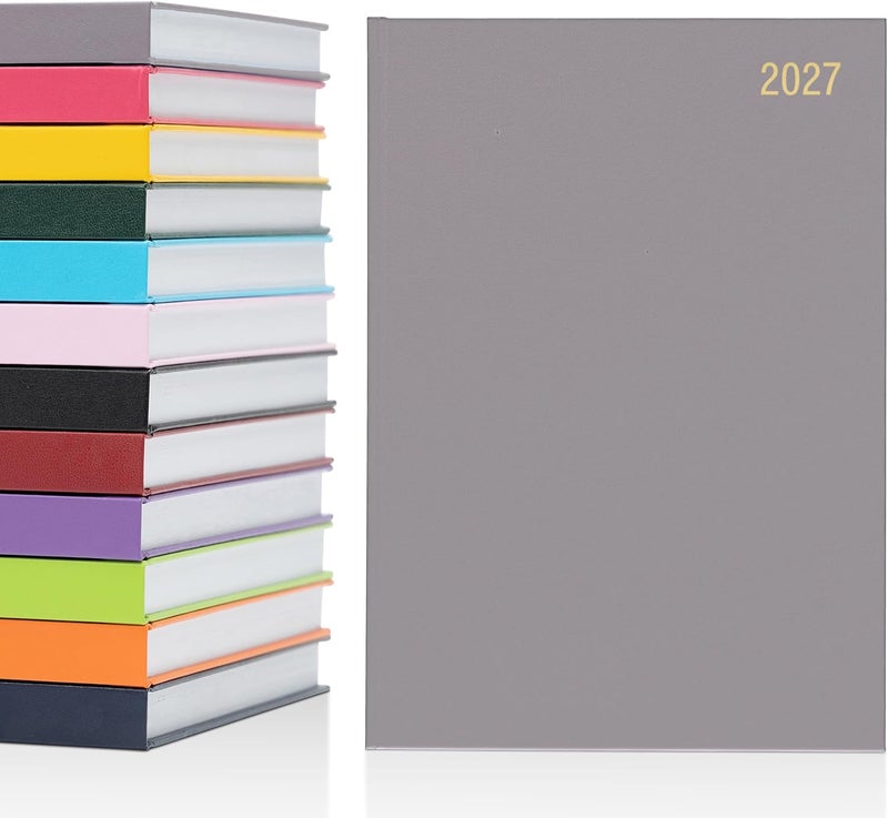 evelay 2025 A4 A5 Day to Page Diary Full Year Planner Desk Hardback Academic Organiser for Home Office School (A5 Page a Day, Light Grey) - Image 1