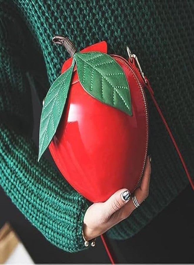 123Arts Apple Shape Shoulder Bag Crossbody Bag PU Leather Handbag - Image 2